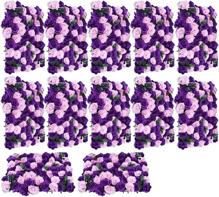 12x Künstliche Blumenwand, Rosenwand Seidenblume Hortensieblumenwand Hintergrund mit Blatt für Hochz