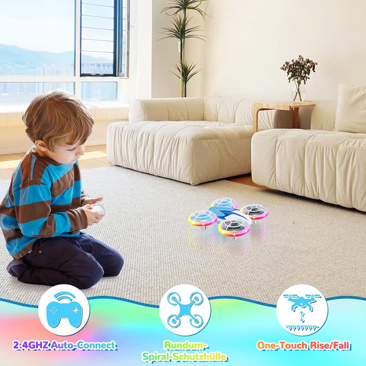 Skeufy Mini Drohne für Kinder, Kinder drohne Spielzeug ab 6+ Jahre, Drone Quadrocopter mit LED Licht
