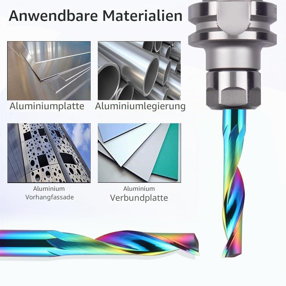 Fräser,CNC Fräse,Schaftfräser,Holz Fräser,CNC fräser,VHM Alufräser Einschneidiger Fräser mit 3.175 m