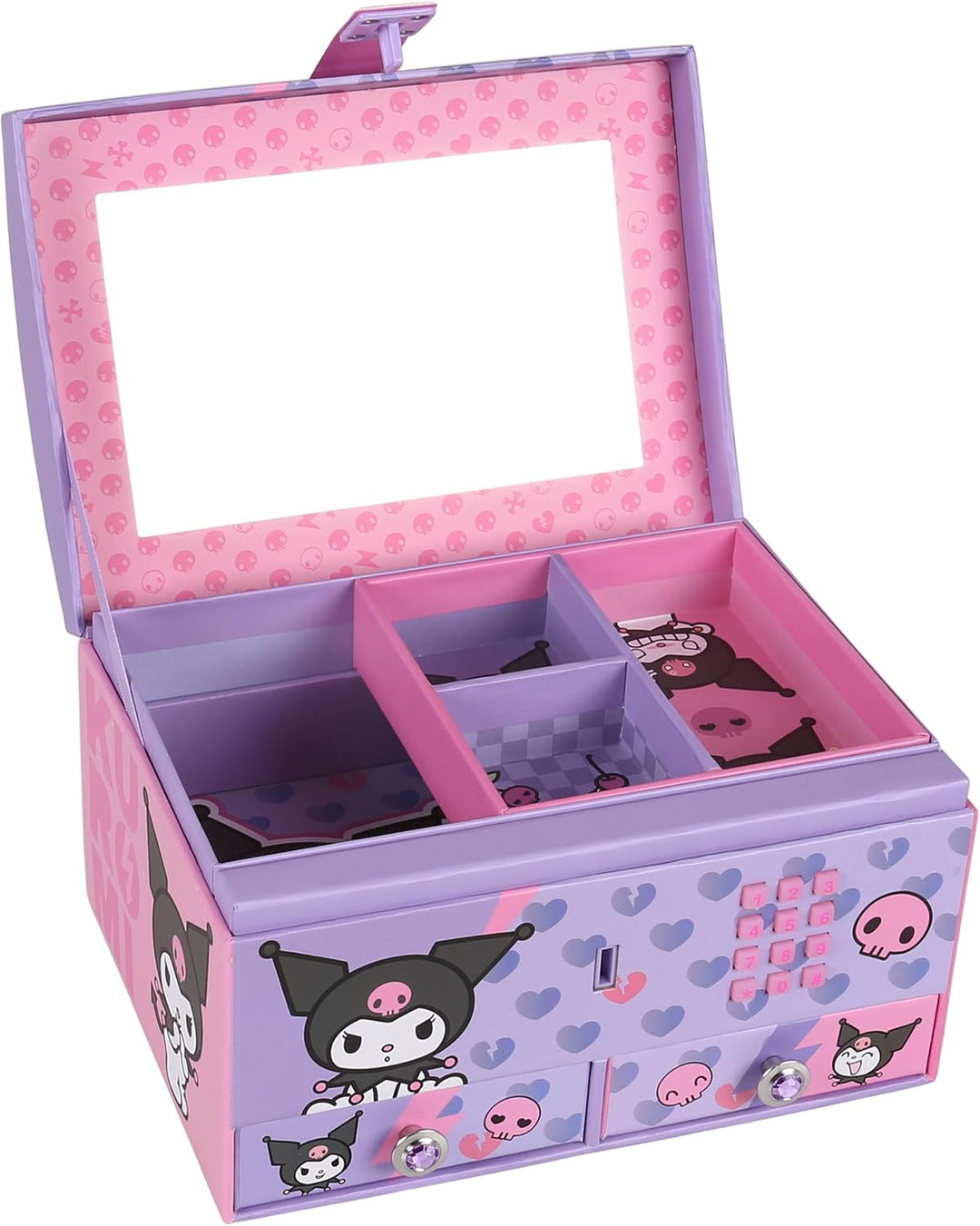 sarcia.eu Schmuckkästchen mit Spiegel, abschliessbare Box mit Zahlencode für Mädchen, 20 x 12 x 14 c