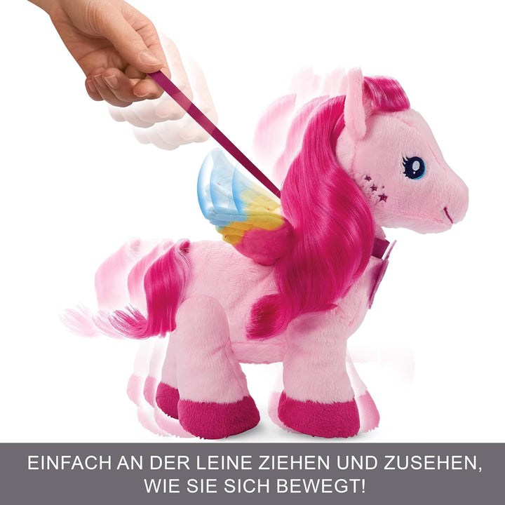 BARBIE Touch of Magic - Gehender und flatternder Plüschpegasus mit Leine, Schmetterlingstaste zum Ab
