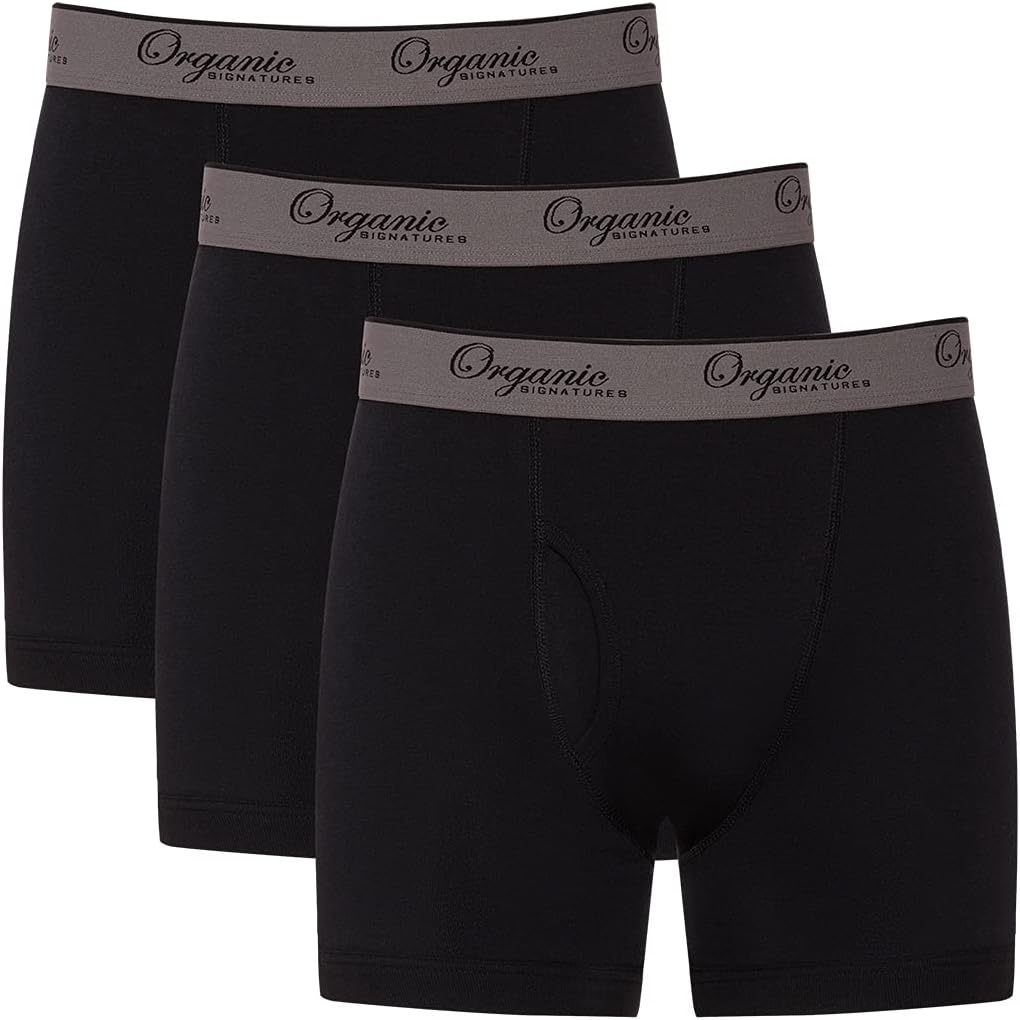 Organic Signatures 3er-Pack weiche, Bequeme Herren-Boxershorts aus 100% Bio-Baumwolle L Schwarz, L S