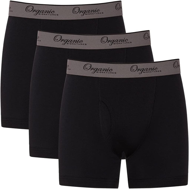 Organic Signatures 3er-Pack weiche, Bequeme Herren-Boxershorts aus 100% Bio-Baumwolle L Schwarz, L S