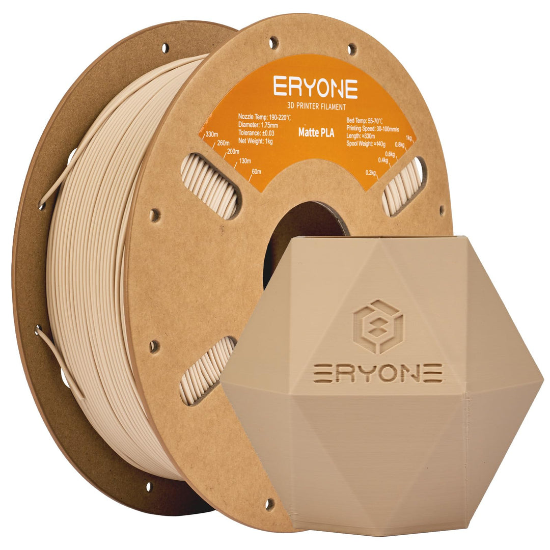 ERYONE Matte PLA 3D Drucker Filament 1.75mm, Massgenauigkeit +/- 0.03 mm, 1 kg 1 Spule, Matte Beige,