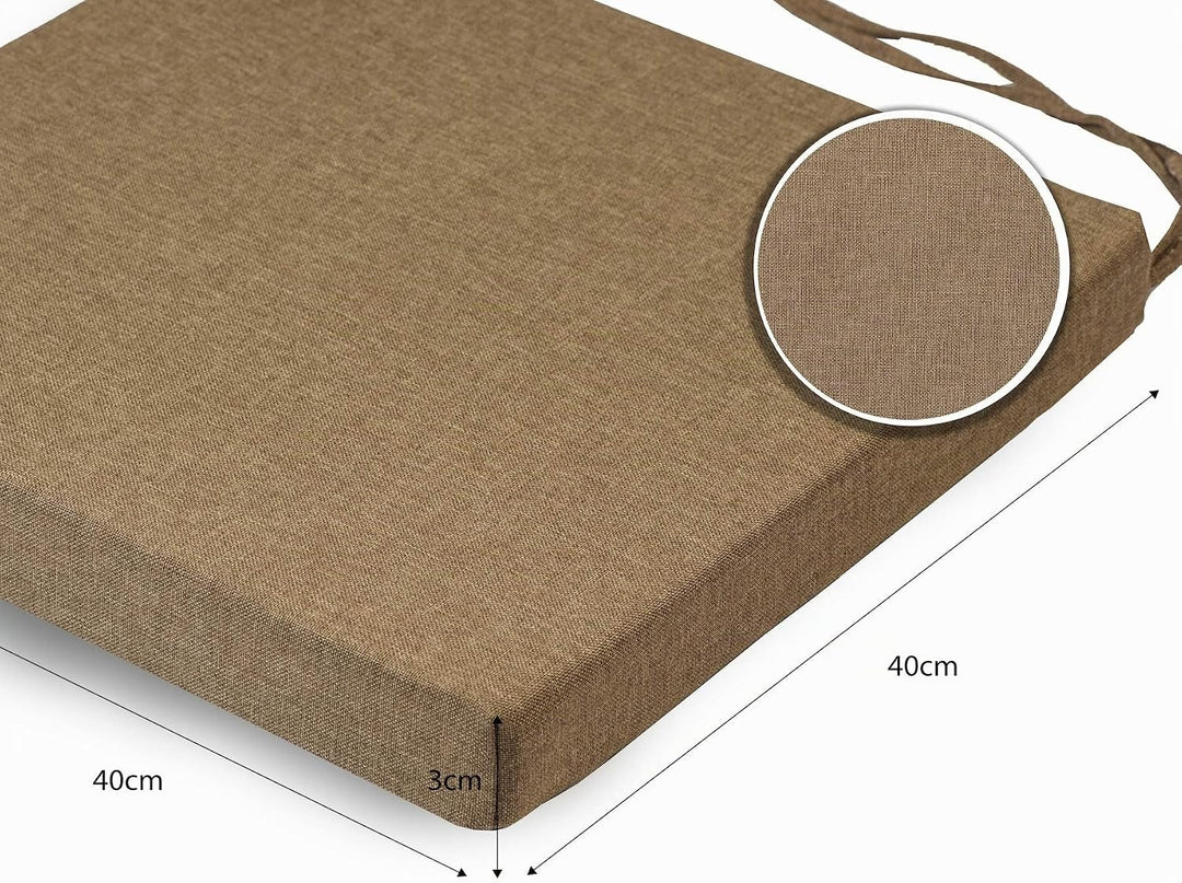 sunnypillow 4er Set Stuhlkissen mit Bindebänder - 40 x 40 x 3 cm - Sitzkissen Outdoor für Stühle/Bän