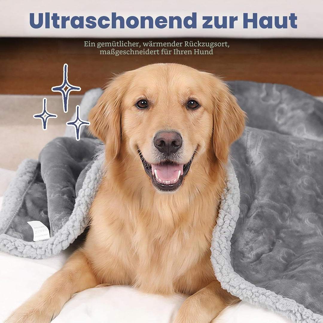 PETTOM wasserdichte Hundedecke, 127 * 100cm Hundedecke Flauschig aus Sherpa Fleece, Hundedecke Wasch