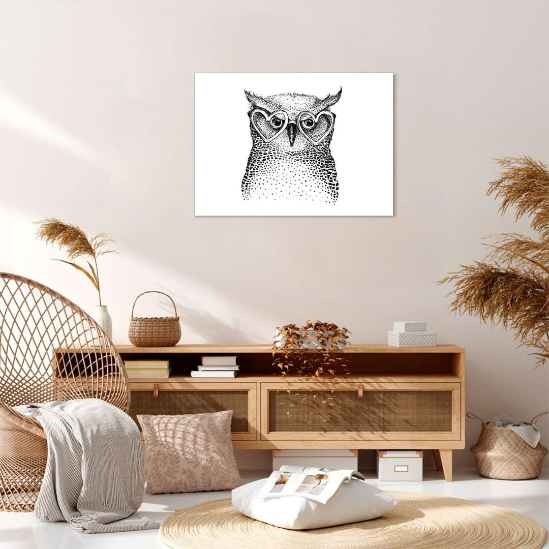 Bilder auf Leinwand Mode Design Eule Aquarell Leinwandbild 70x50cm Wandbilder Dekoration Wohnzimmer