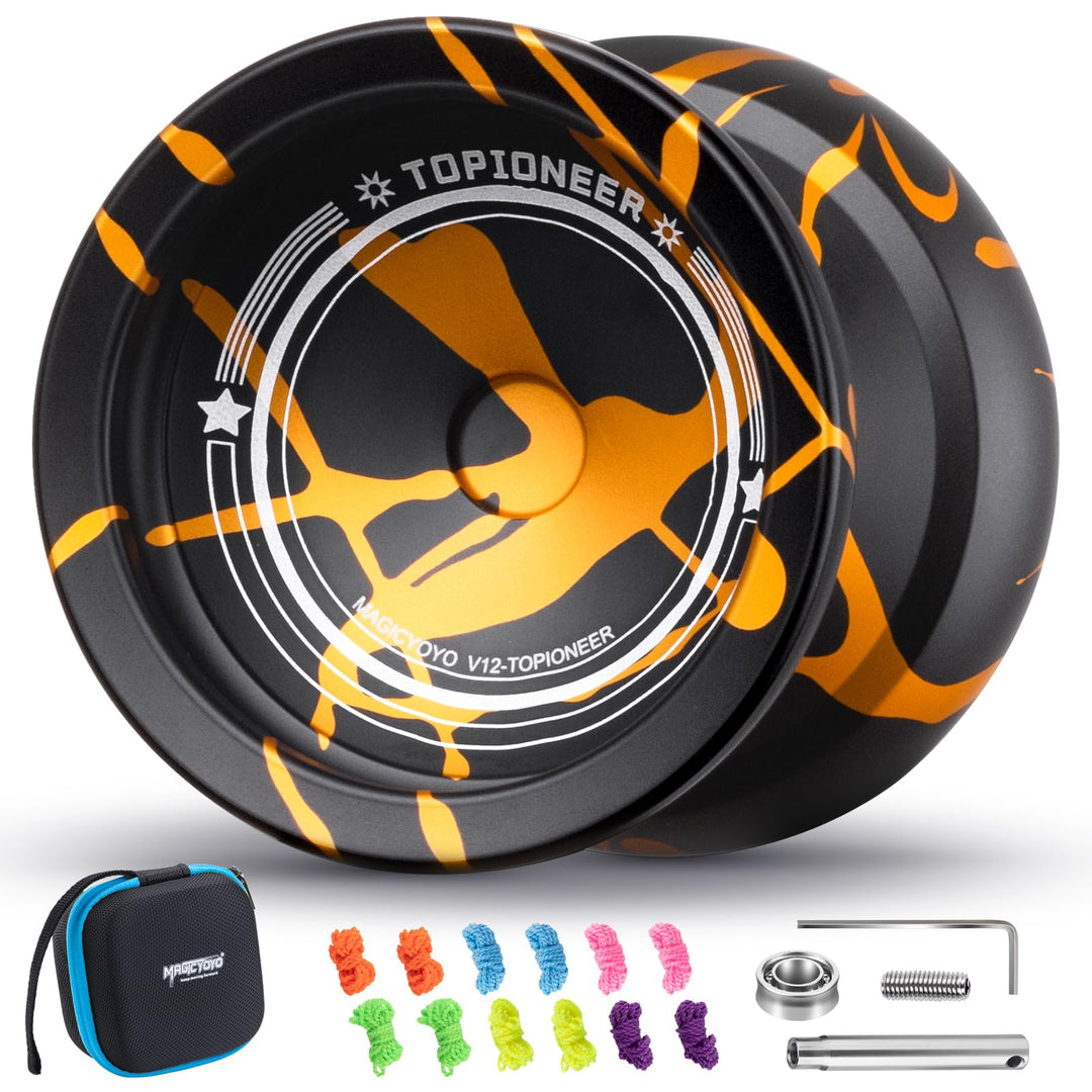 MAGICYOYO V12 Profi JoJo Finger Spin Yoyo für Anfänger &amp; Fortgeschrittene, Duales Metall-JoJo Reakti