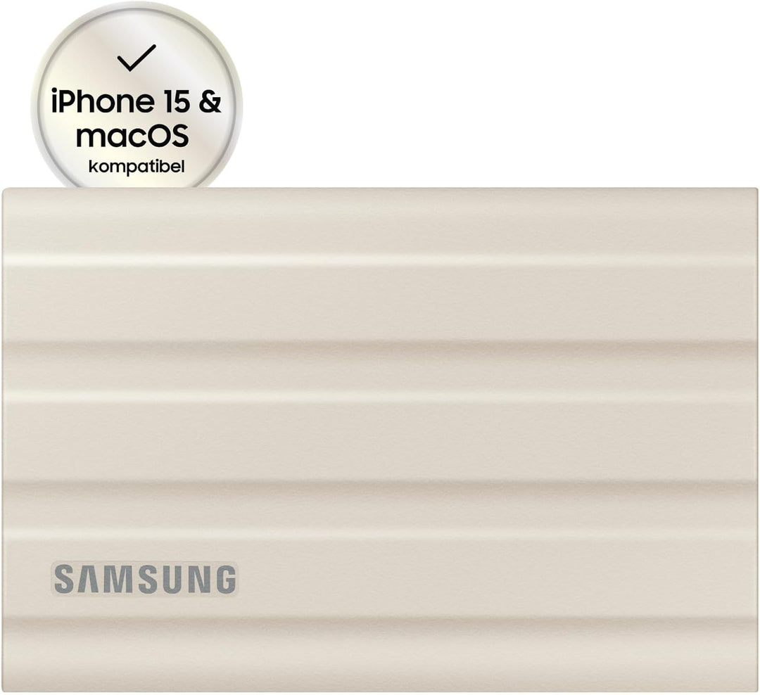 Samsung Portable SSD T7 Shield, 2 TB, USB 3.2 Gen.2, 1.050 MB/s Lesen, 1.000 MB/s Schreiben, Robuste