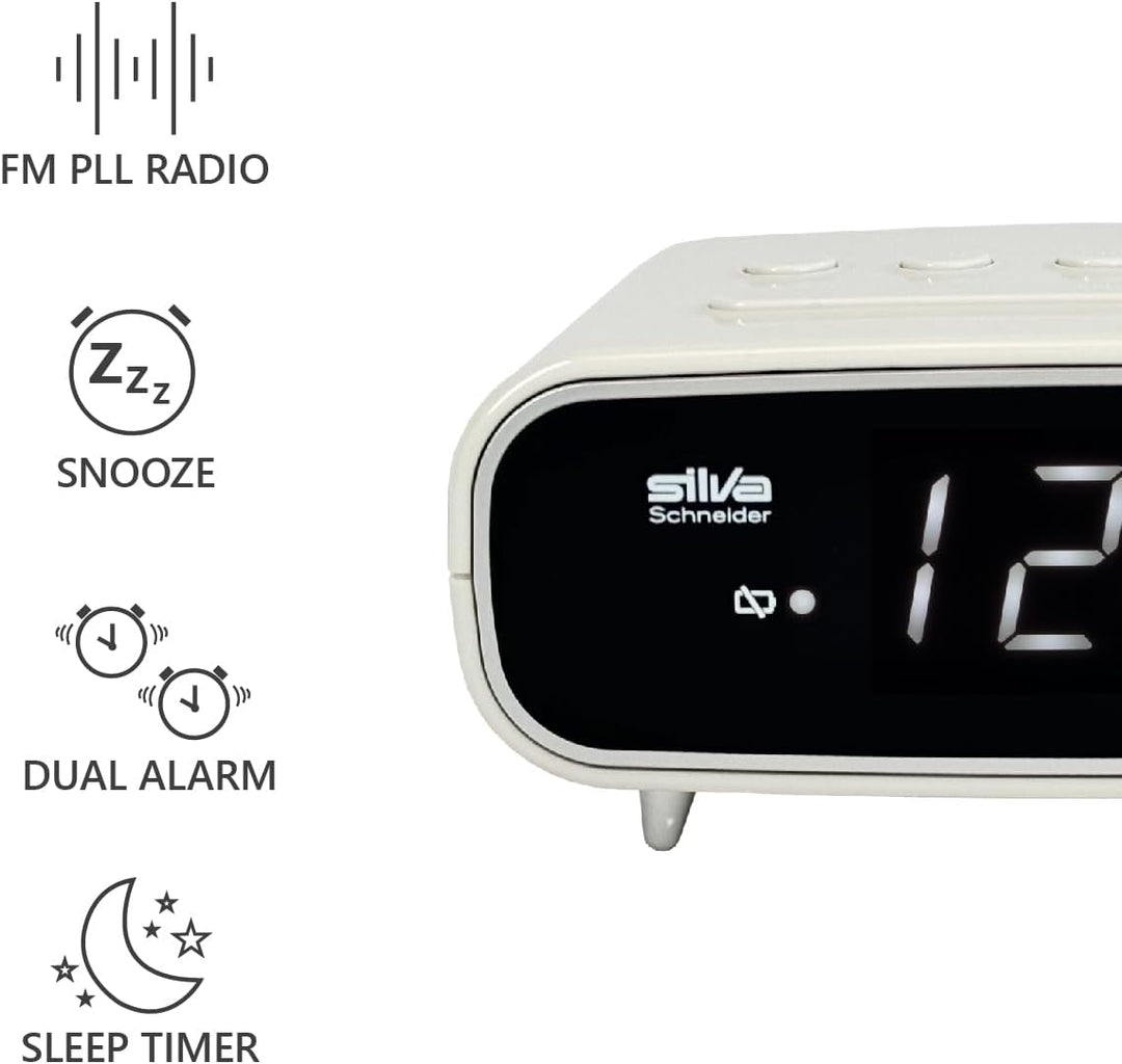 SILVA Schneider UR 1024 Uhrenradio mit Weckfunktion, 2 Weckzeiten, Weckwiederholung, Einschlaftimer,