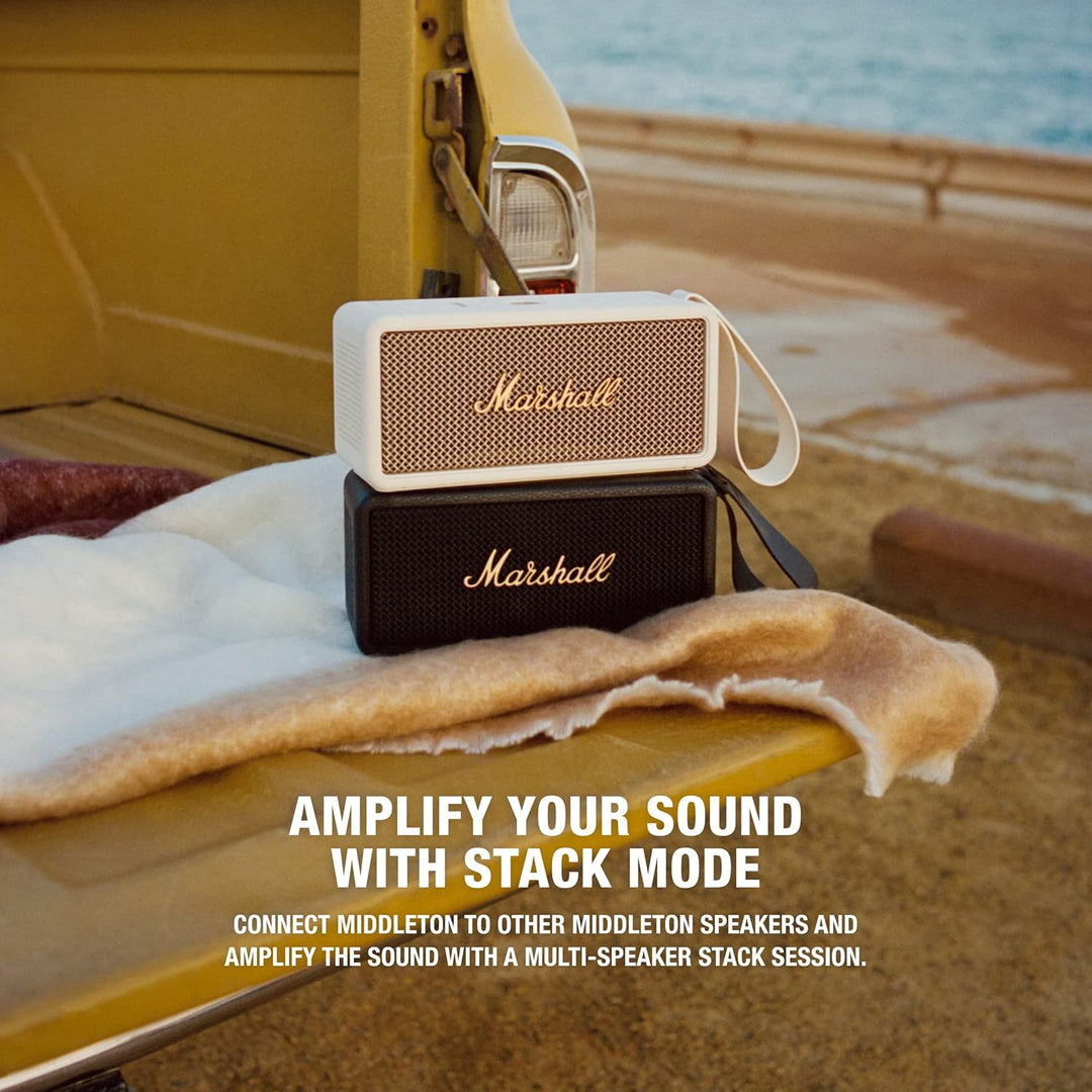 Marshall Middleton kabelloser tragbarer Bluetooth-Lautsprecher, über 20 Stunden tragbare Spielzeit,