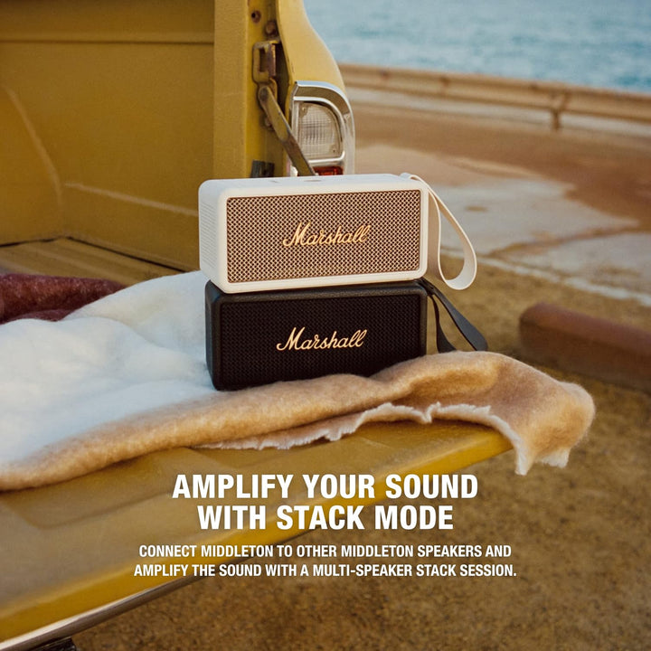 Marshall Middleton kabelloser tragbarer Bluetooth-Lautsprecher, über 20 Stunden tragbare Spielzeit,