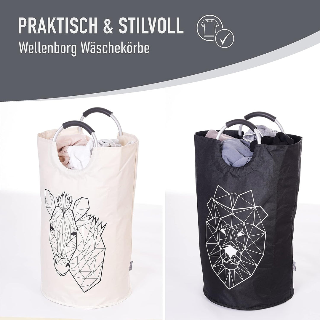 WELLENBORG® 2er Set Faltbarer Wäschekorb faltbar gross - Dunkler Wäschesammler wasserdicht Wäschesac