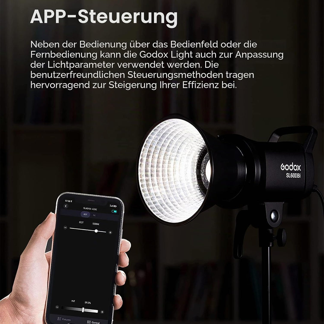Godox SL60IID 6500K White LED Video Light 8 FX Effects, Silent Mode, 0%~100% Brightness Adjustment f