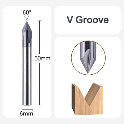 SpeTool 2 Stück Fasenfräser Gravierfräser 3 Flöten V Nutfräser 6mm Schaft 60 Grad VHM Gravierstichel