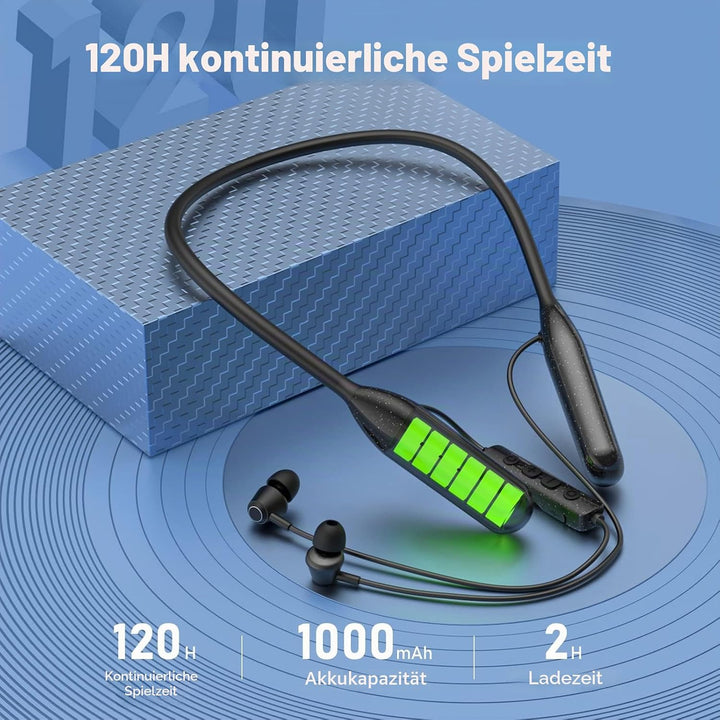 LAMA Bluetooth 5.3 Kopfhörer Sport Ohrhörer 120 Std. Spielzeit Noise Cancelling IPX6 Wasserdicht Kab
