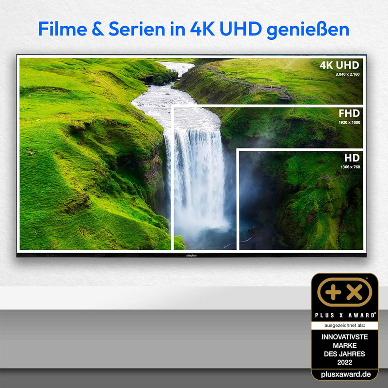 MEDION X15517 (MD 31642) 138,8 cm (55 Zoll) Fernseher (Smart-TV, 4K Ultra HD, HDR, VIDAA Store, Netf