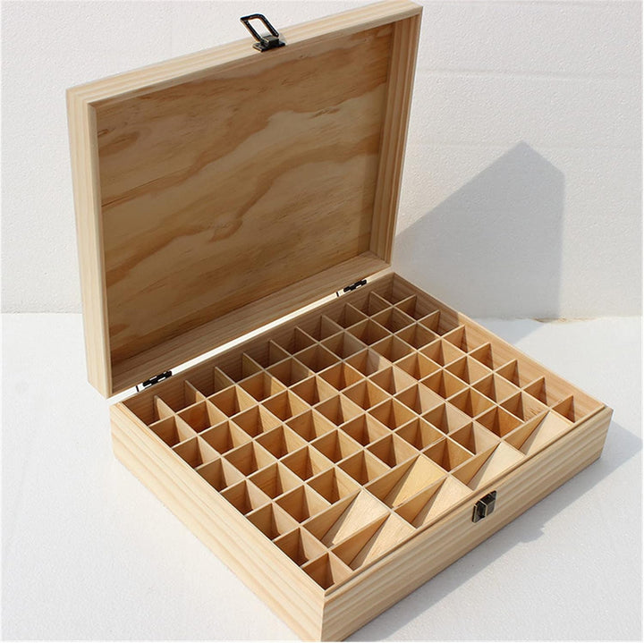 RoseFlower 74 Slots Ätherisches Öl Box aus Holz - Ideales Aufbewahrungsbox Organisator für Ätherisch
