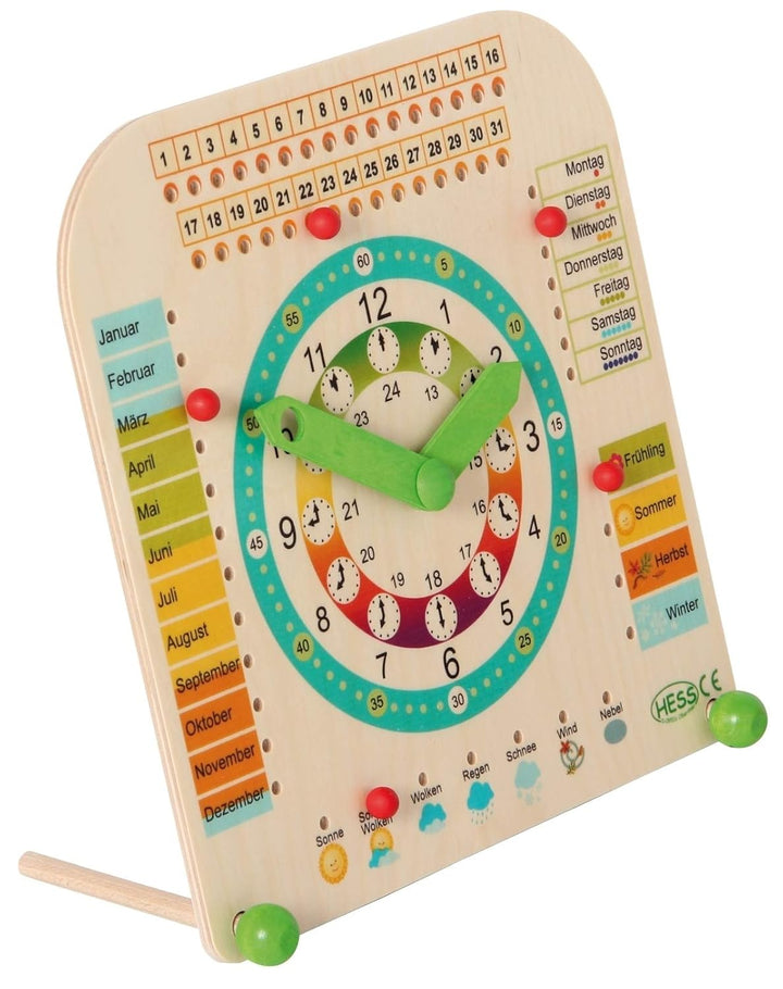 Hess Holzspielzeug 14658 - Stand - Kinderlernuhr aus Holz, ca. 25 x 25 cm