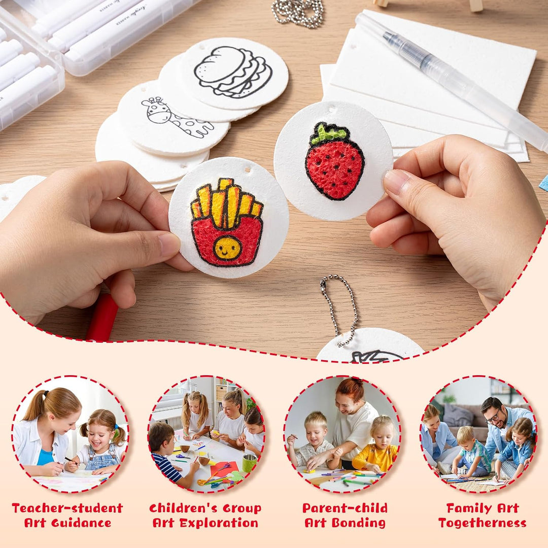 EXTSUD Magisches Puffy Paint, 68 Stücke 3D Schaum Textur Malset für Kinder Malset mit 30 Schaumstoff