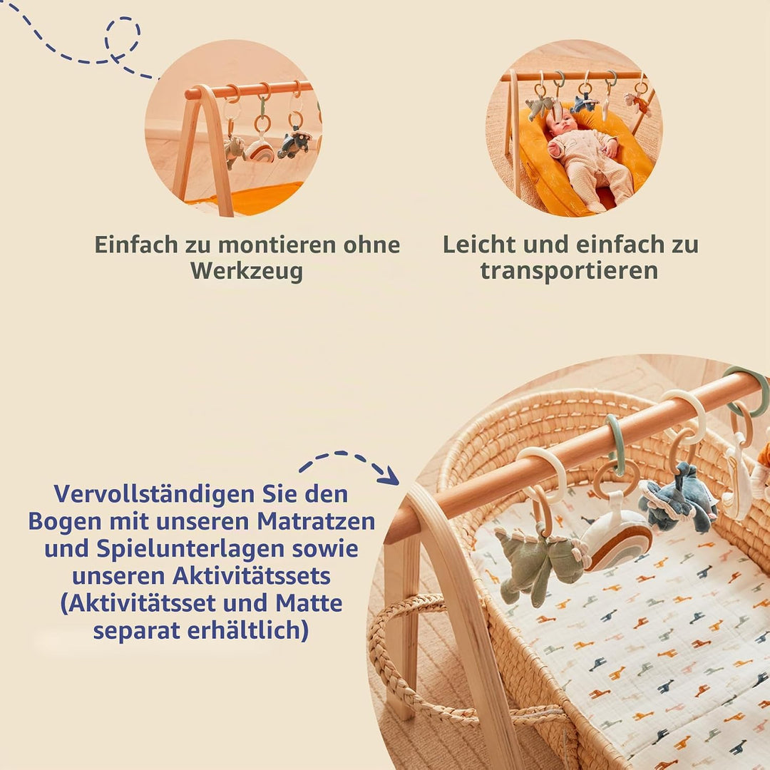 NOUKIE'S - Krabbelbogen aus Naturholz - einfacher Aufbau und Transport - Stimuliert die Sinne von Ge