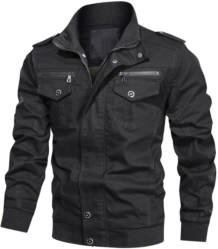 KUDORO Herren Übergangsjacke Militär Jacke Leicht Winterjacke Herbstjacke Stehkragen Fliegerjacke Ba