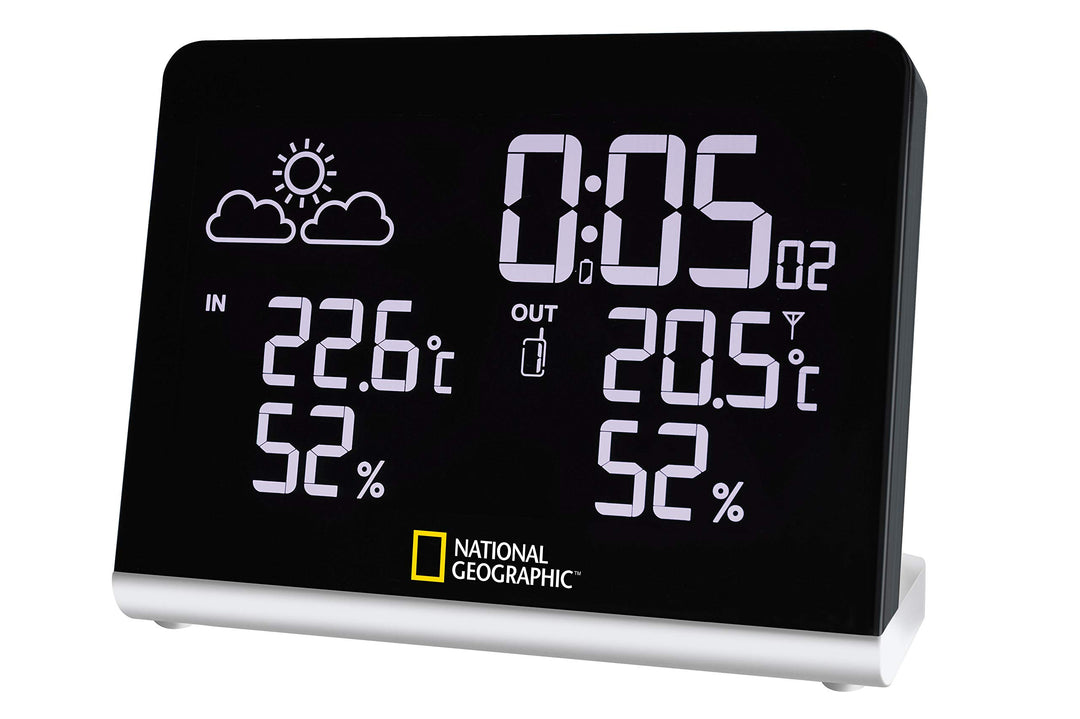 National Geographic Multi Colour Funkwetterstation mit True Black LCD-Display, 256-Farben, Innen- /