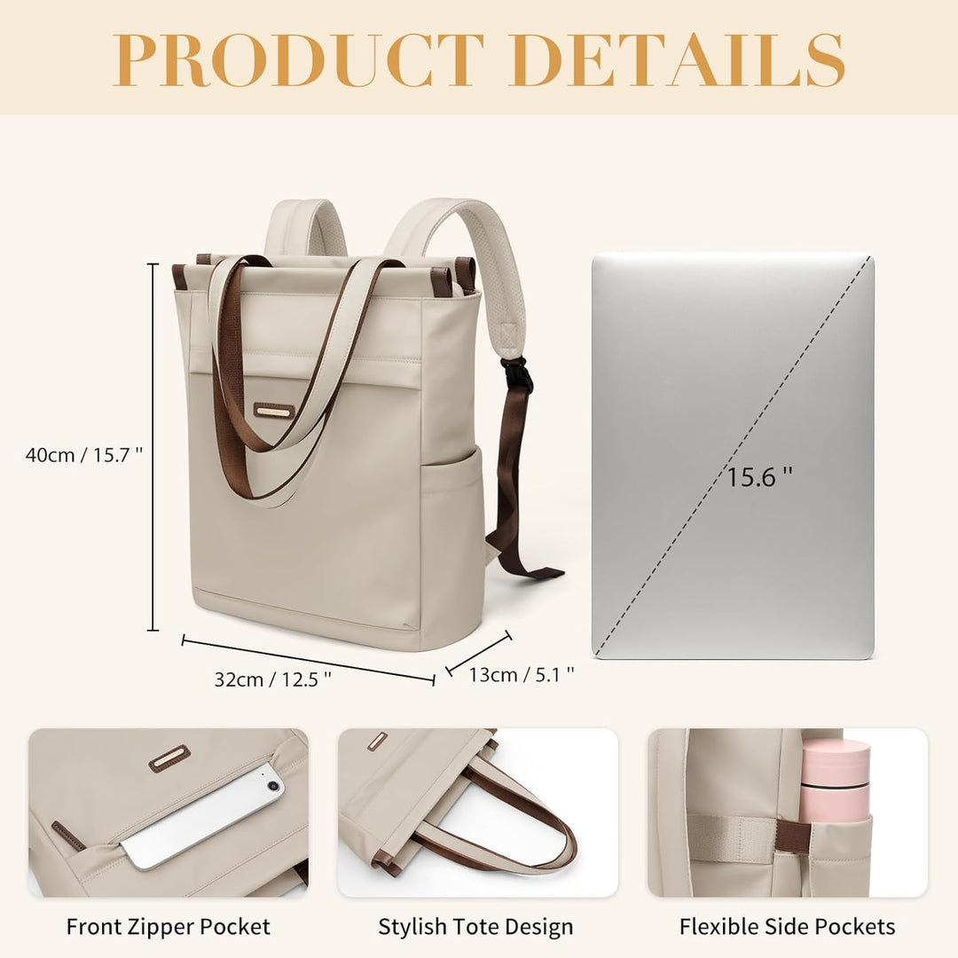 GOLF SUPAGS Convertible Notebook Handtasche, Laptop Rucksack für Damen mit Laptopfach, 15.6 Zoll Sty