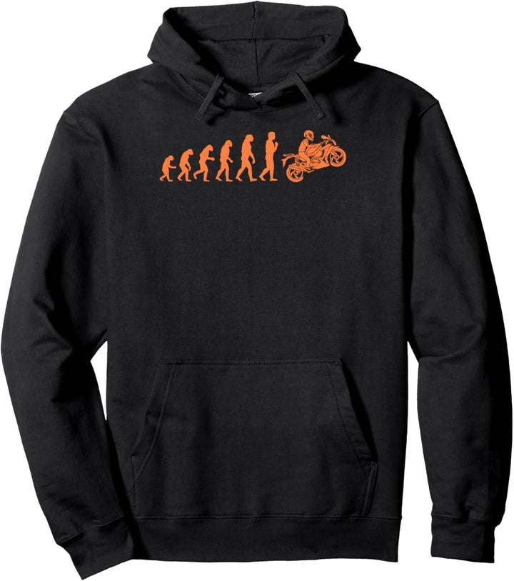 Evolution Motorrad Wheelie | Lustiges Motorfahrer-Geschenk Pullover Hoodie