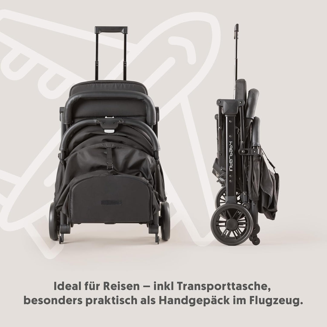 Interbaby Kinderwagen | Reisebuggy von der Geburt bis zu 48 Monaten oder 22 Kg | Quick Fold Button,