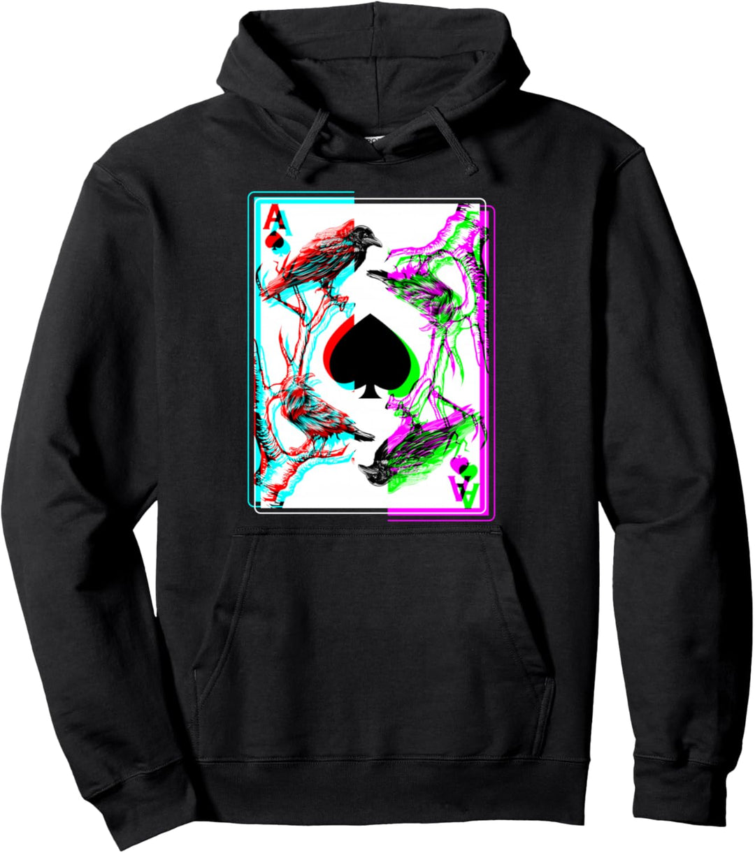 Krähe Pik As Okkultes Vaporwave Tarot Pullover Hoodie