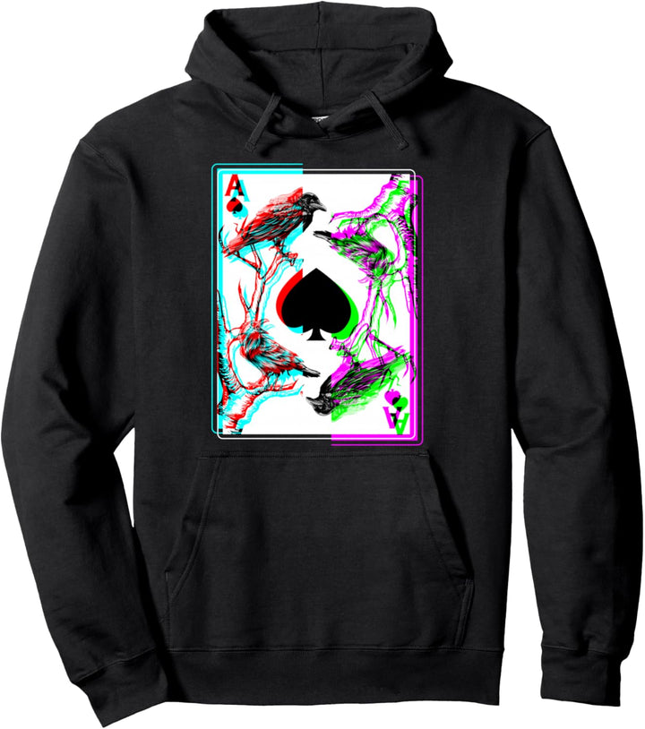 Krähe Pik As Okkultes Vaporwave Tarot Pullover Hoodie