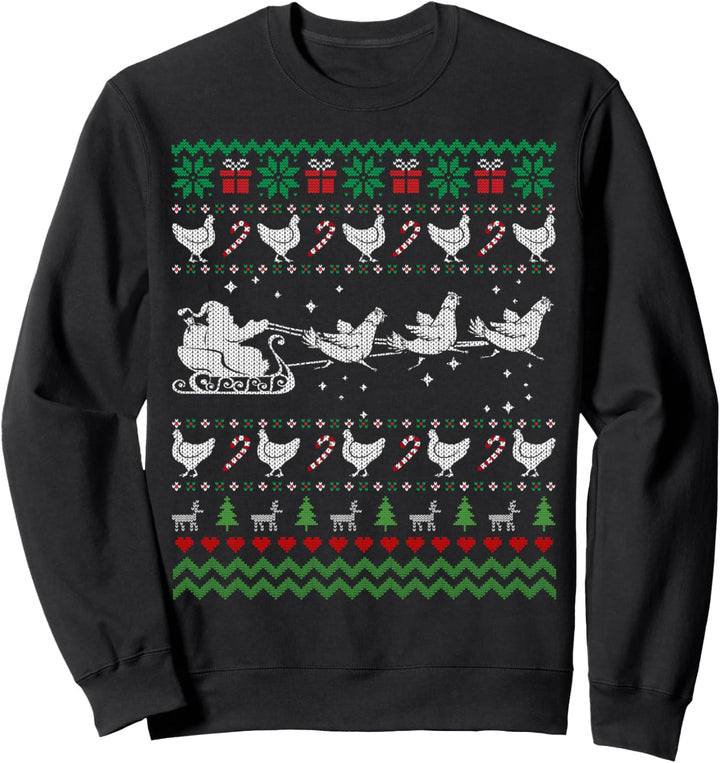 Funny Chicken And Santa Ugly Christmas Sweater Thanksgiving Sweatshirt