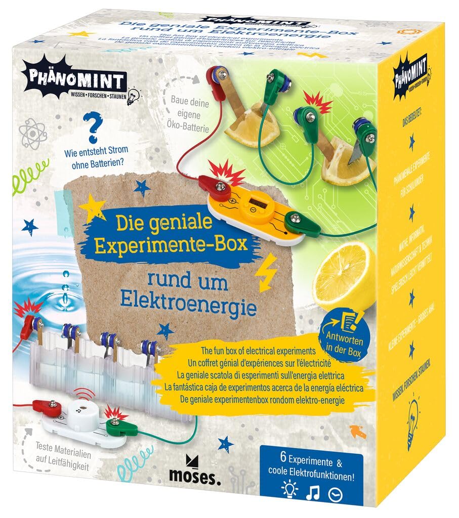 moses. PhänoMINT Die geniale Experimente-Box, Elektroenergie Experimentierkasten für Kinder, DIY Str