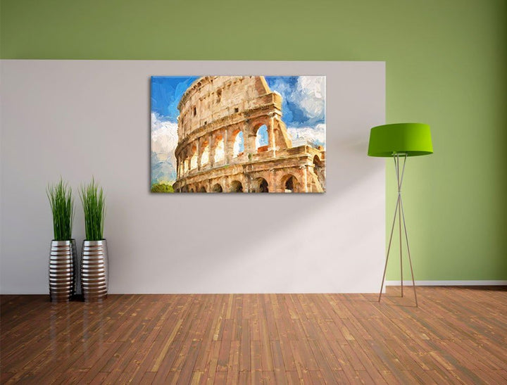 Pixxprint Kolosseum in Rom als Leinwandbild/Grösse: 100x70 / Wandbild/Kunstdruck/fertig bespannt, 10