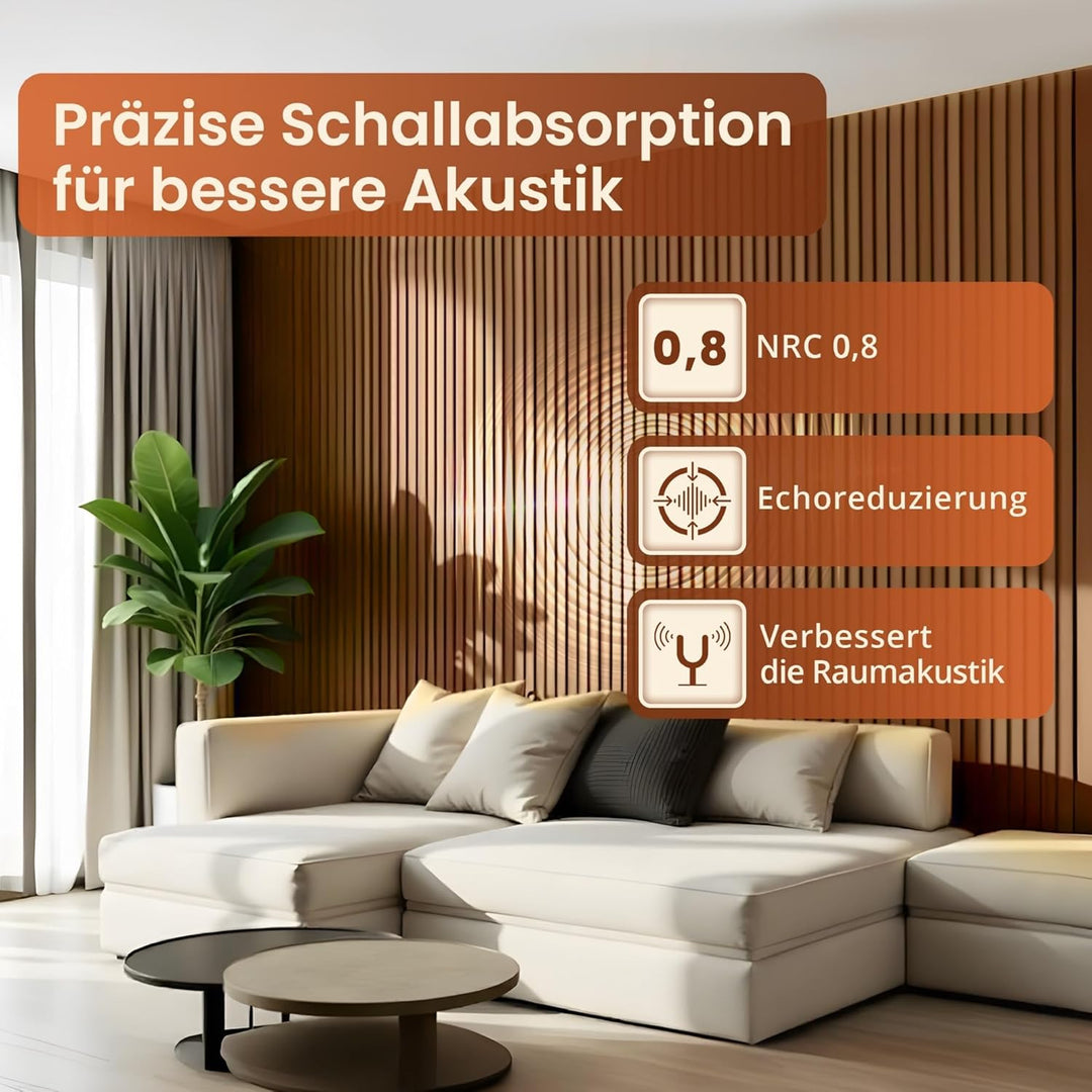NEU.HOLZ Akustik Wandpaneele Vang 4er Set Wandverkleidung zum Kleben und Schrauben 2,88 m² Holzfurni
