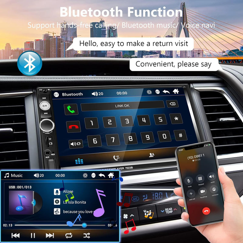 Hodozzy Autoradio 2 Din mit Bluetooth Freisprecheinrichtung 7 Zoll Autoradio mit Bildschirm Touchscr