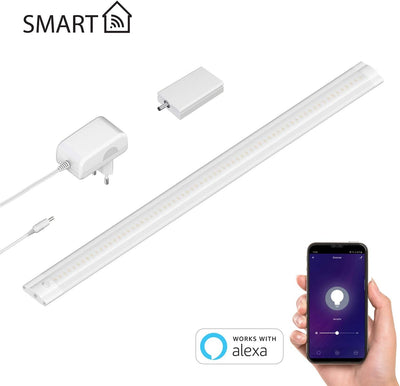 ledscom.de Smarte LED Unterbau-Leuchte SIRIS weiss matt mit Netzteil und WLAN-Controller, flach, Sma