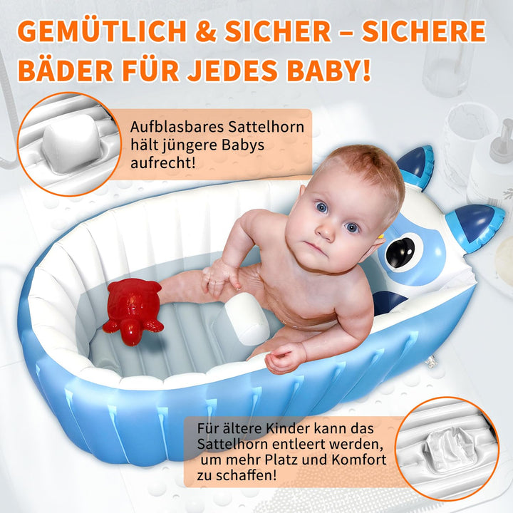 Aufblasbare Badewanne, Kinderbadewanne, Rutschfester Babypool zum Sitzen, Faltbarer Duschbecken für