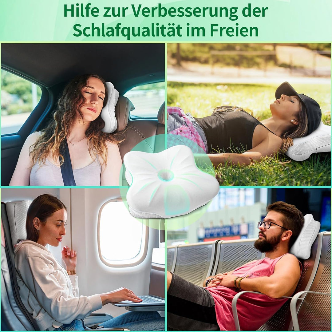 SAHEYER Reisekissen Memory Foam, Ergonomisches Camping Kissen, Orthopädisches Nackenkissen Kopfkisse