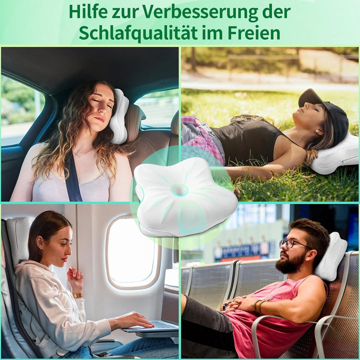 SAHEYER Reisekissen Memory Foam, Ergonomisches Camping Kissen, Orthopädisches Nackenkissen Kopfkisse