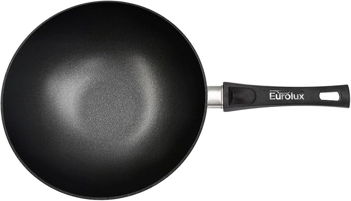 Eurolux leichter Stiel-Wok Ø 30 cm Induktion Set mit Deckel - grosse induktionsgeeignete Guss-Wok-Pf