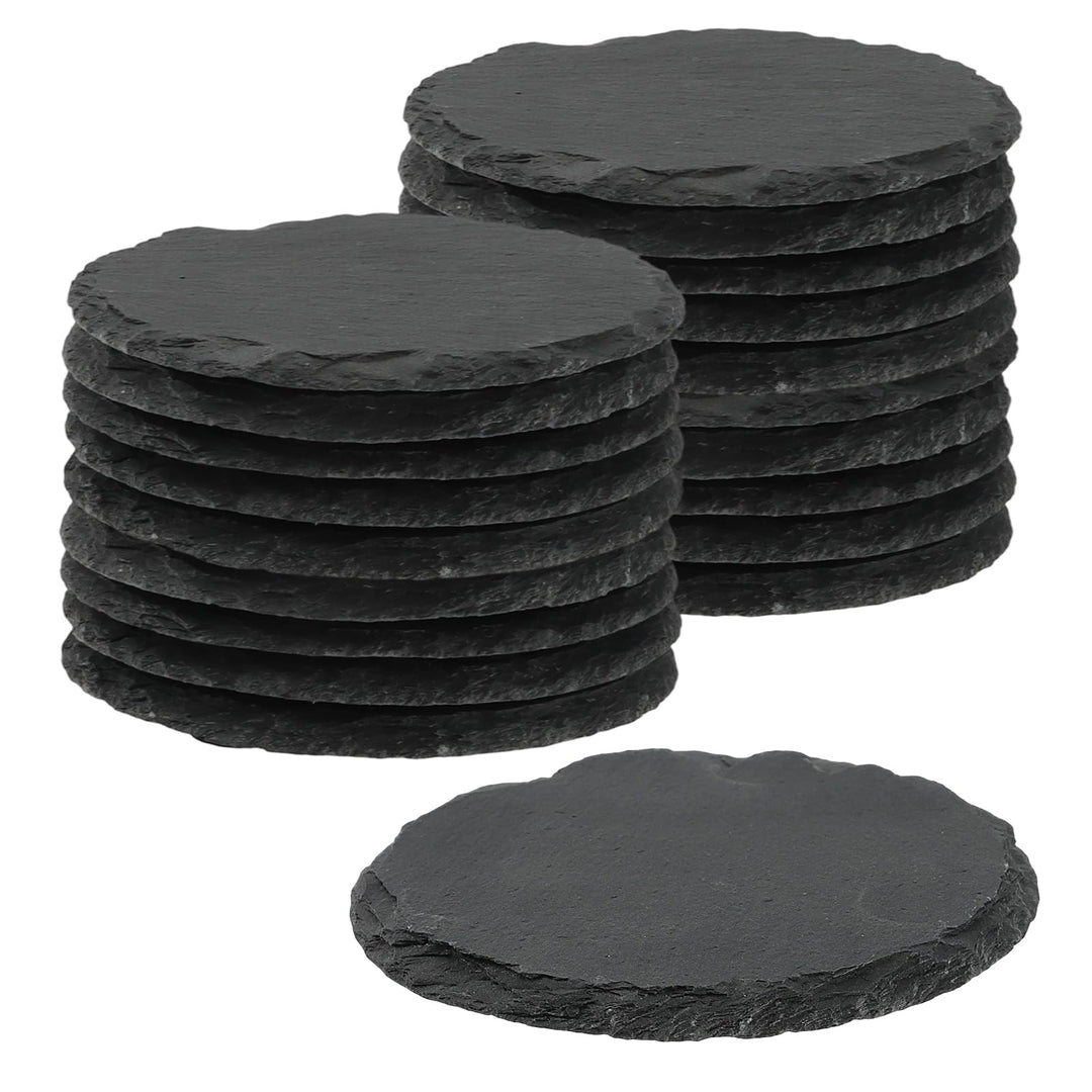 20er Set Schiefer Untersetzer Rund, 4 Zoll Schiefer Getränkeuntersetzer, Schwarze Stein Untersetzer,