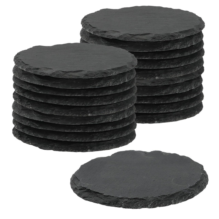20er Set Schiefer Untersetzer Rund, 4 Zoll Schiefer Getränkeuntersetzer, Schwarze Stein Untersetzer,