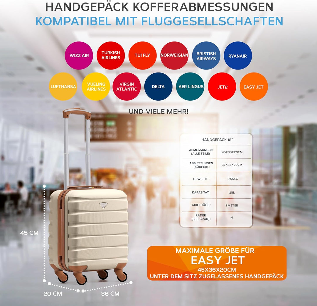 Flight Knight Leichtes, Starres Abs-handgepack Mit 4 Radern, Zugelassen Fur Uber 100 Fluggesellschaf