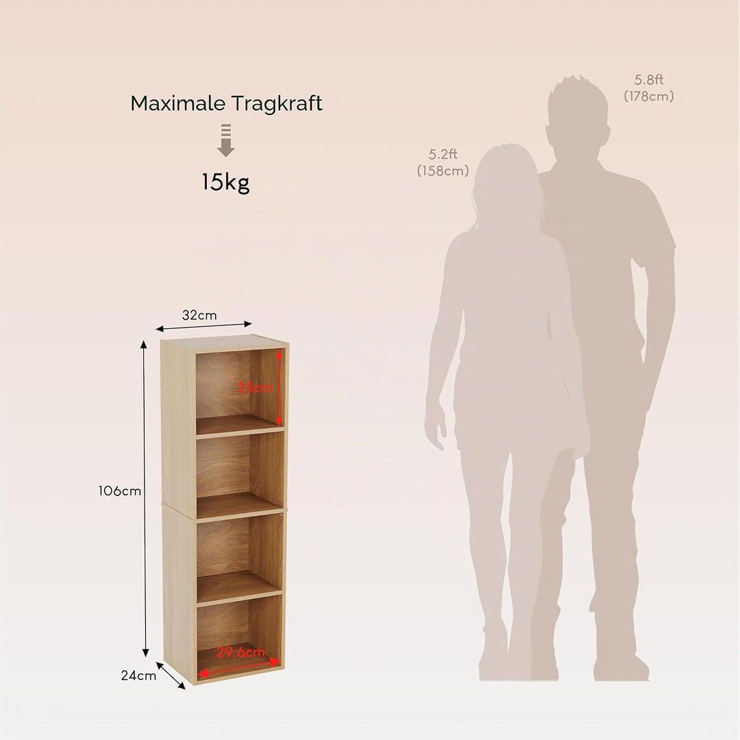Vida Designs Oxford Bücherregal mit 4 Ebenen, würfelförmig, weiss, Holz-Regaleinheit für Büro, Wohnz