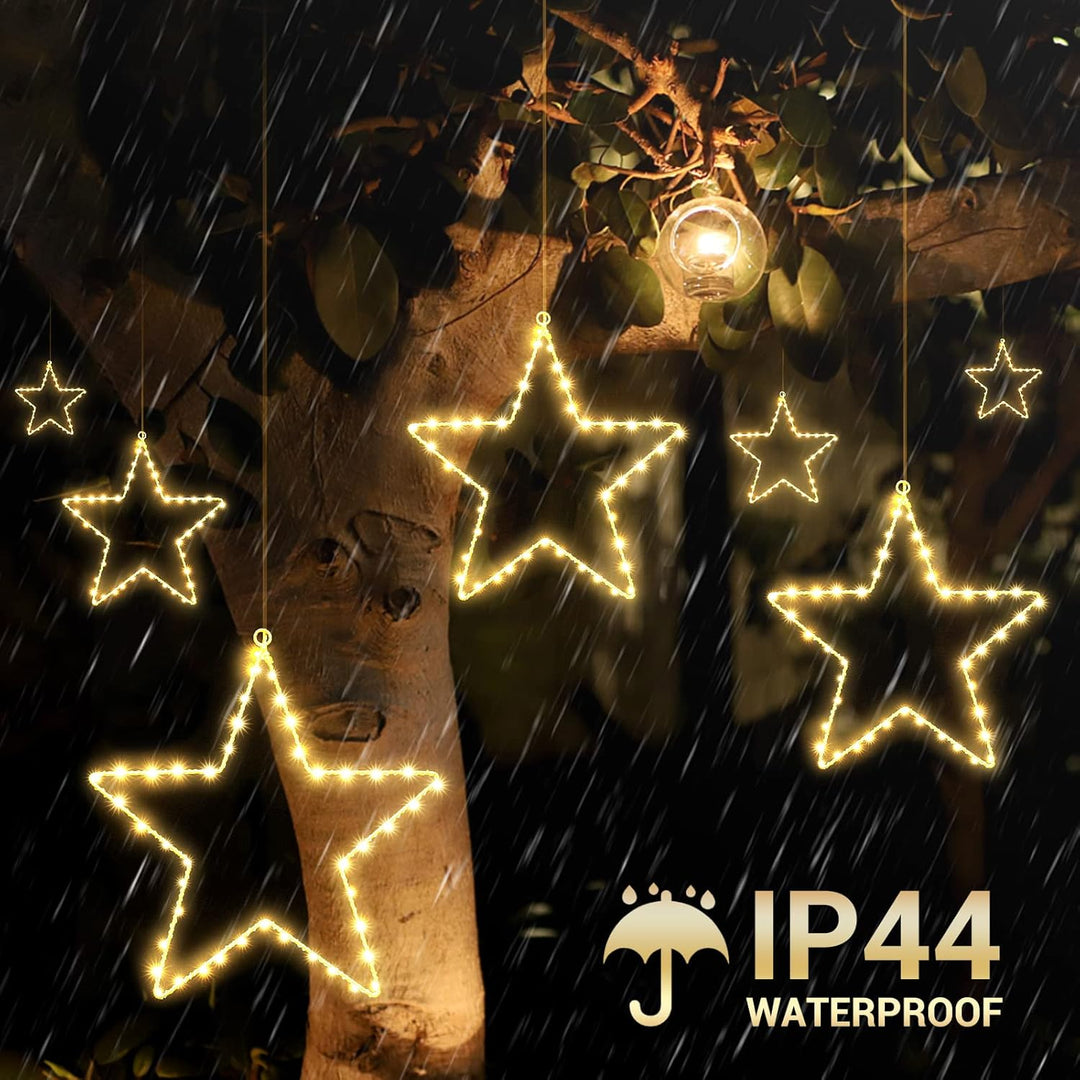 ELKTRY Weihnachtsdeko mit 3 metall Sterne, 135 LED Weihnachtsstern Beleuchtung Innen Batterie Warmwe