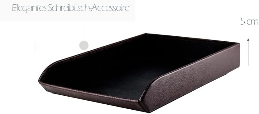 DELMON VARONE - Briefablage DIN A4 aus Premium Leder Soft Grain braun - Schreibtisch Organizer als A