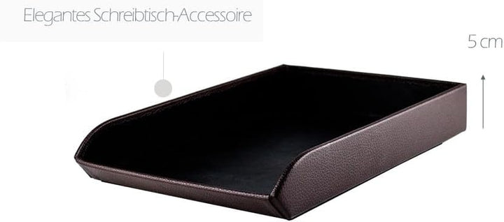 DELMON VARONE - Briefablage DIN A4 aus Premium Leder Soft Grain braun - Schreibtisch Organizer als A