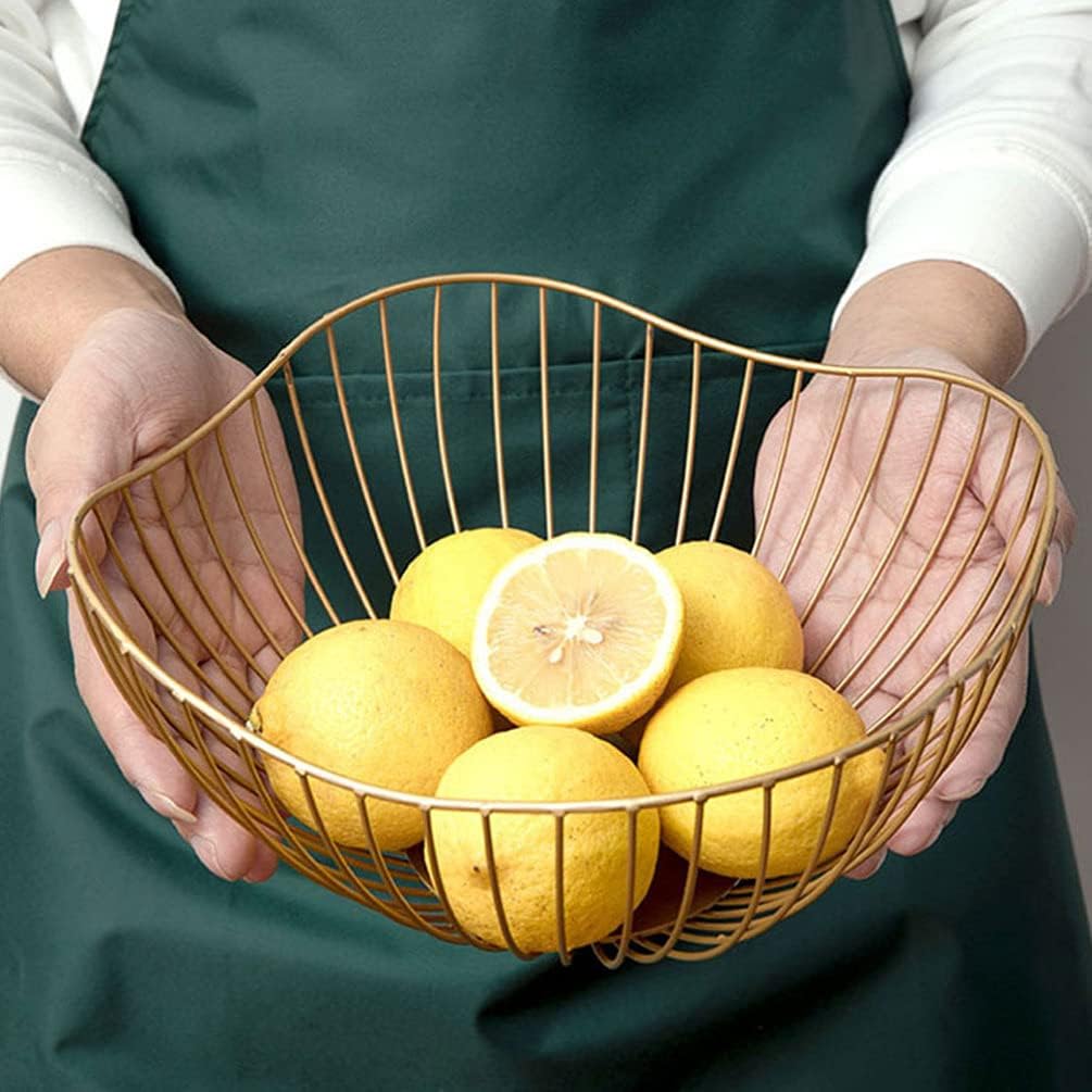 BESTonZON Kischkorb Obstkorb Metall Obstschale 2 Stücke Eisen Kunst Korb Golden Gemüsekorb Arbeitspl
